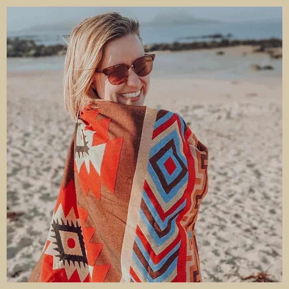 Bohemian Cotton Blend Throw Blanket – Sofa, Picnic & Travel