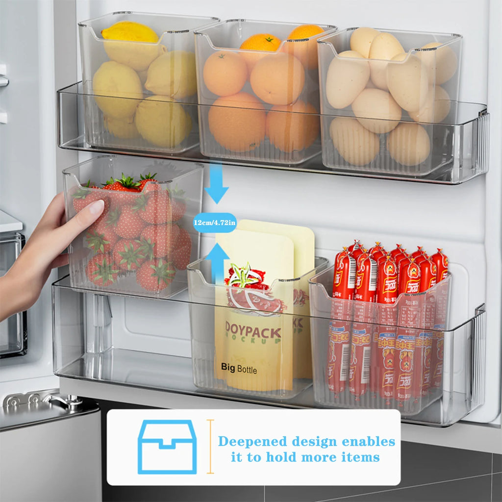 Stackable Refrigerator Door Storage Organizer Bin Set
