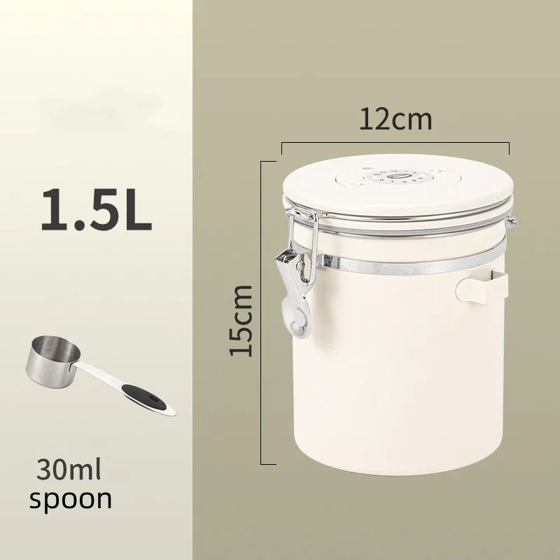 Stainless Steel Airtight Coffee Storage Canister with Measuring Spoon