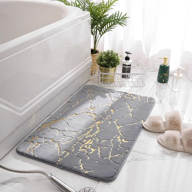 Marble Microfiber Bathroom Mat