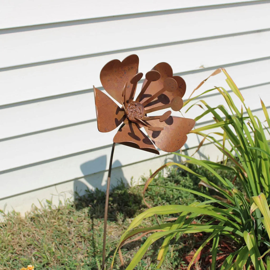 Rust Metal Flower Garden Stake