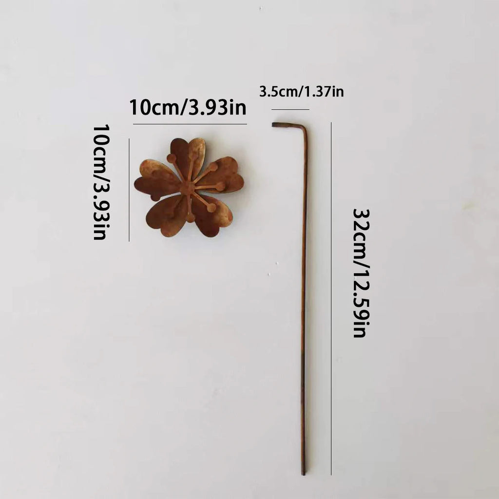 Rust Metal Flower Garden Stake