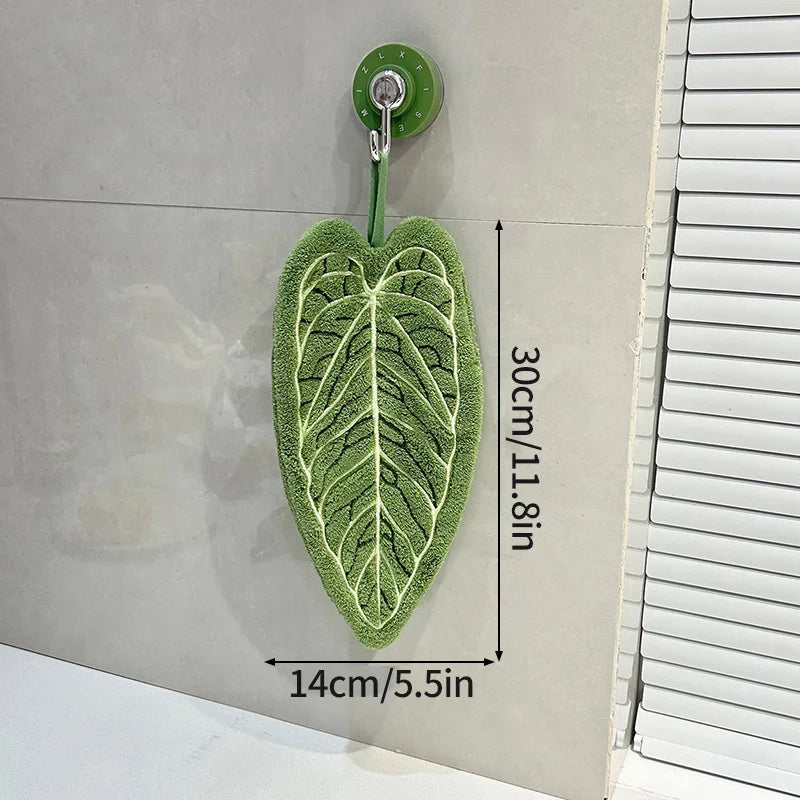 Embroidered Leaf Hand Towel