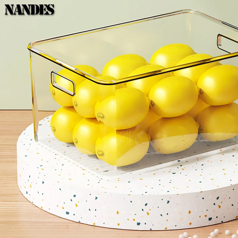 Clear Refrigerator Organizer Bin with Handle