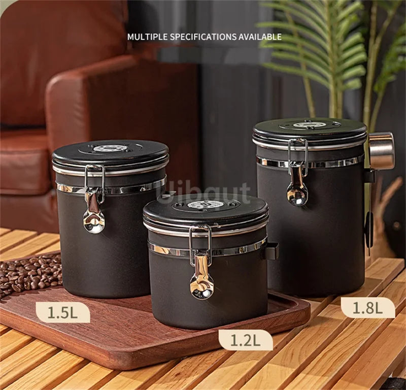 Stainless Steel Airtight Coffee Storage Canister with Measuring Spoon