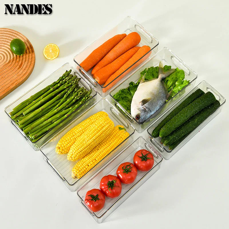 Clear Refrigerator Organizer Bin with Handle