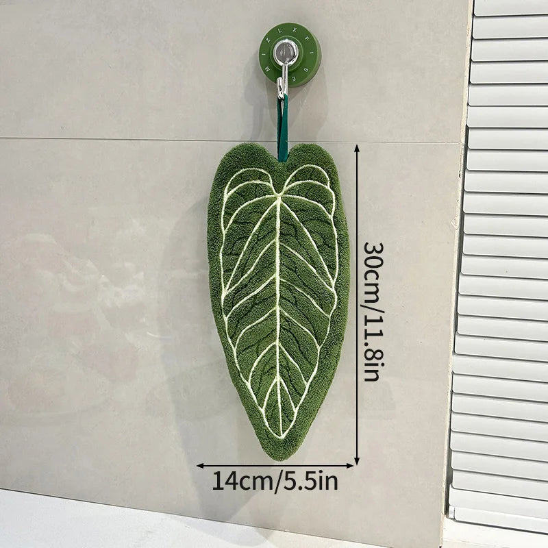Embroidered Leaf Hand Towel