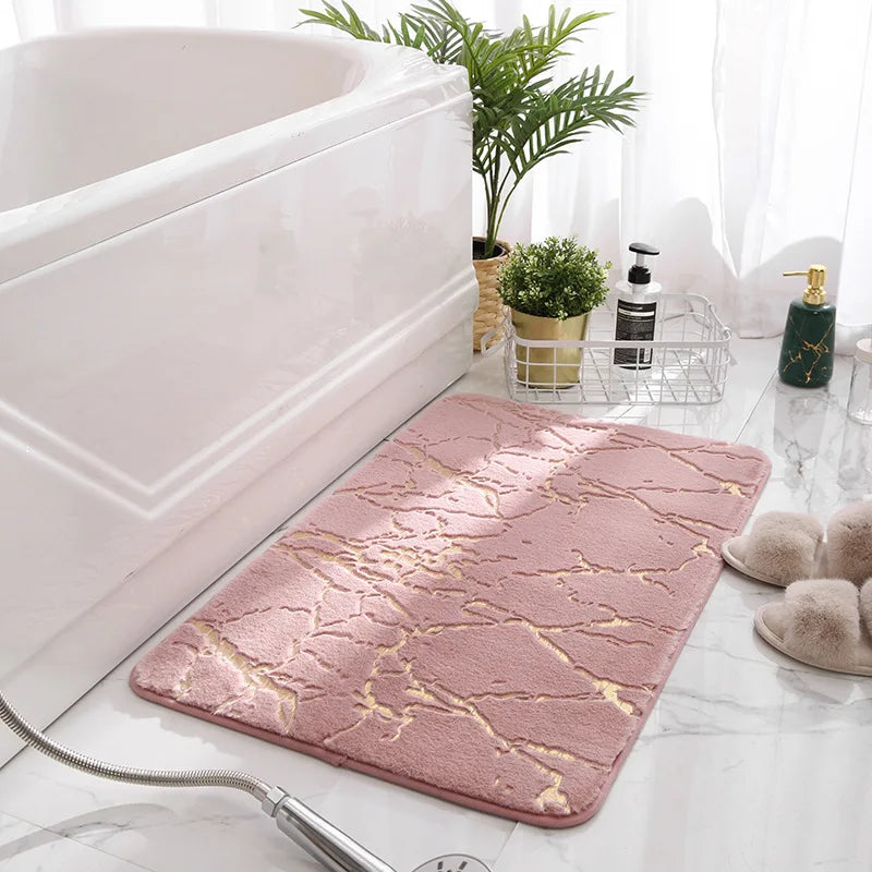 Marble Microfiber Bathroom Mat