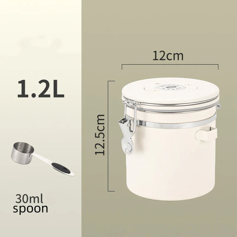 Stainless Steel Airtight Coffee Storage Canister with Measuring Spoon