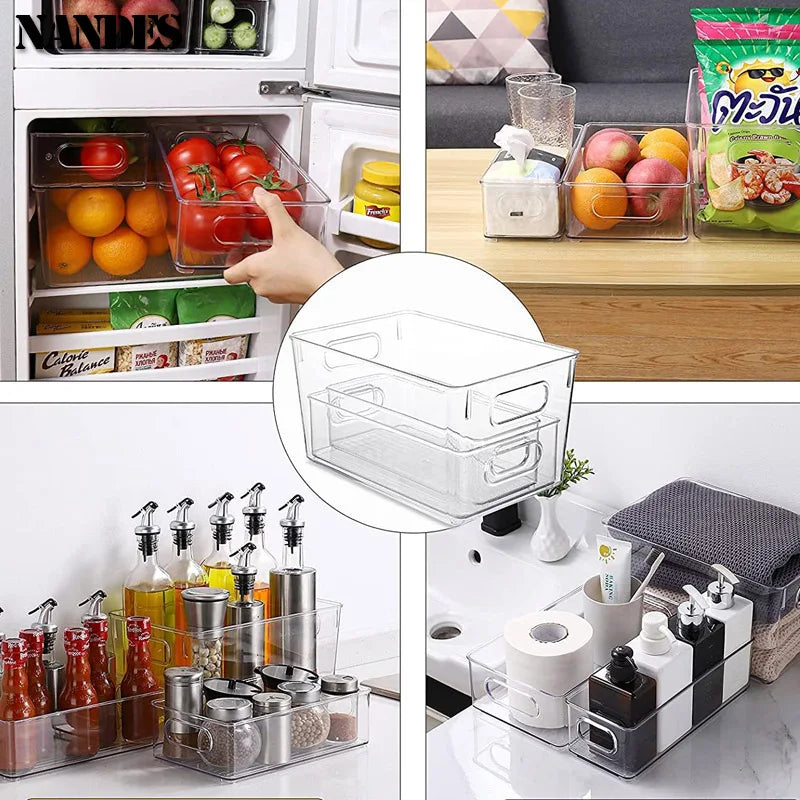 Clear Refrigerator Organizer Bin with Handle
