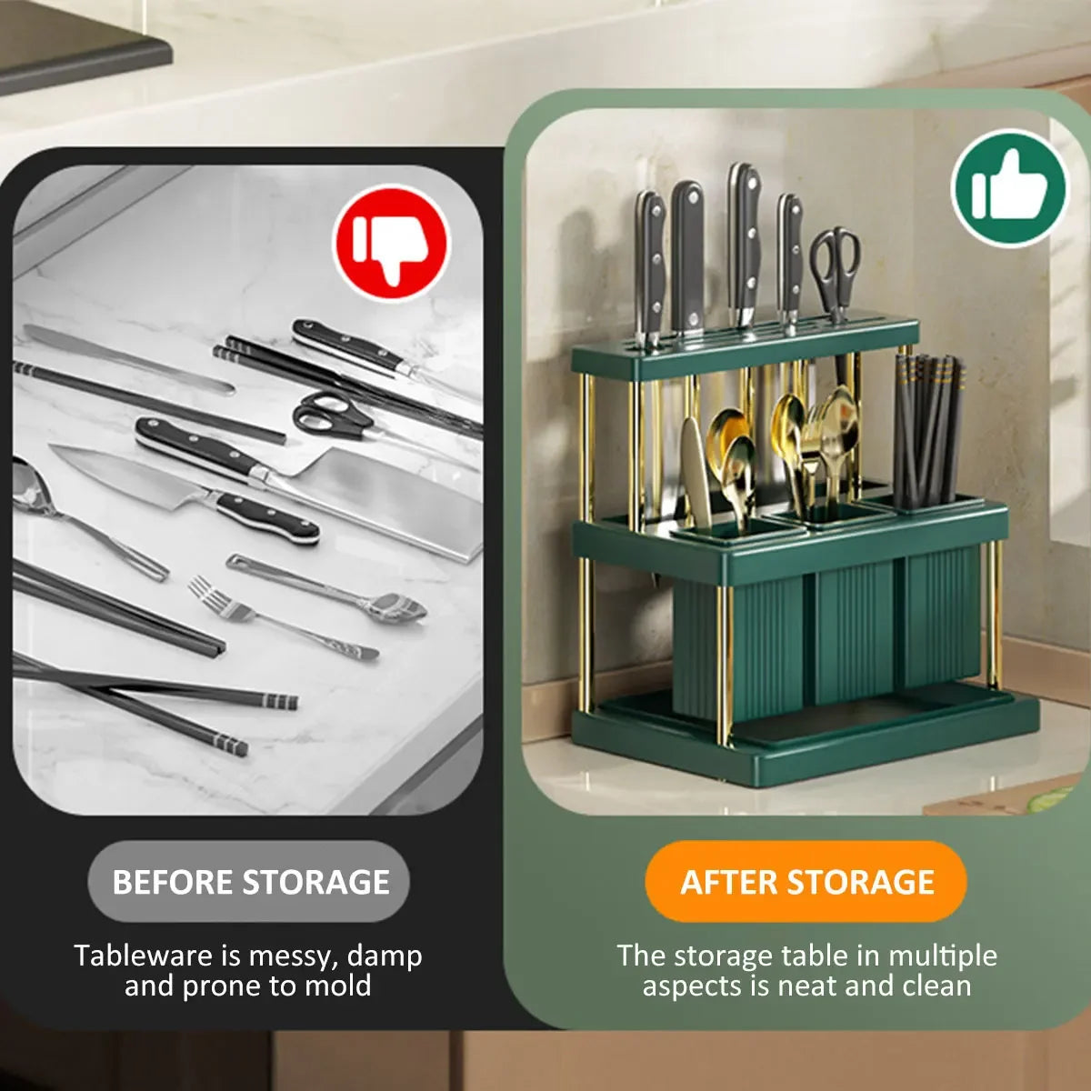 Kitchen Knife & Utensil Organizer Rack