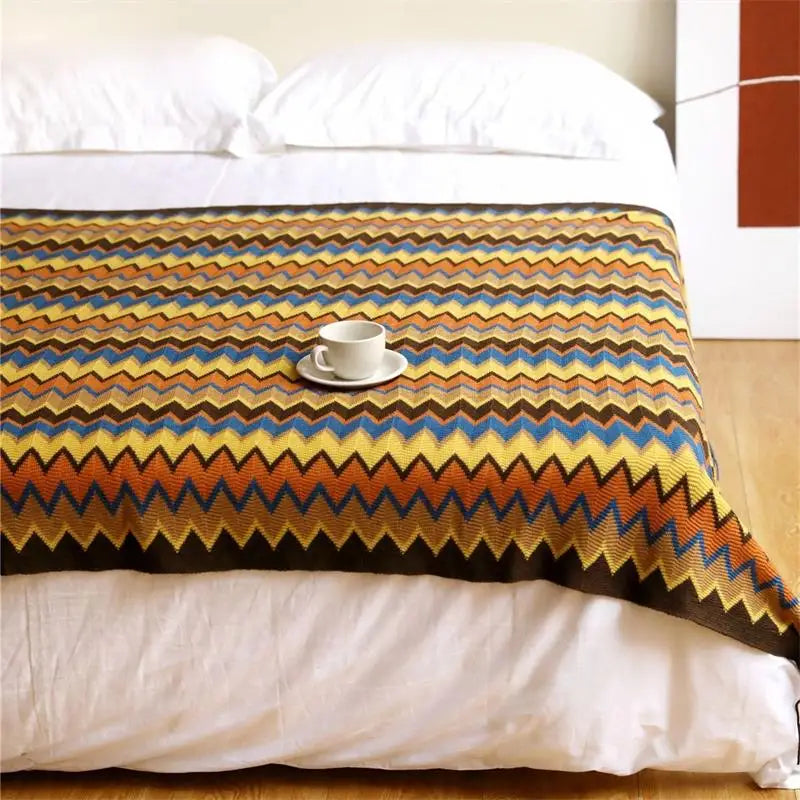Hand-Knitted Acrylic Throw Blanket