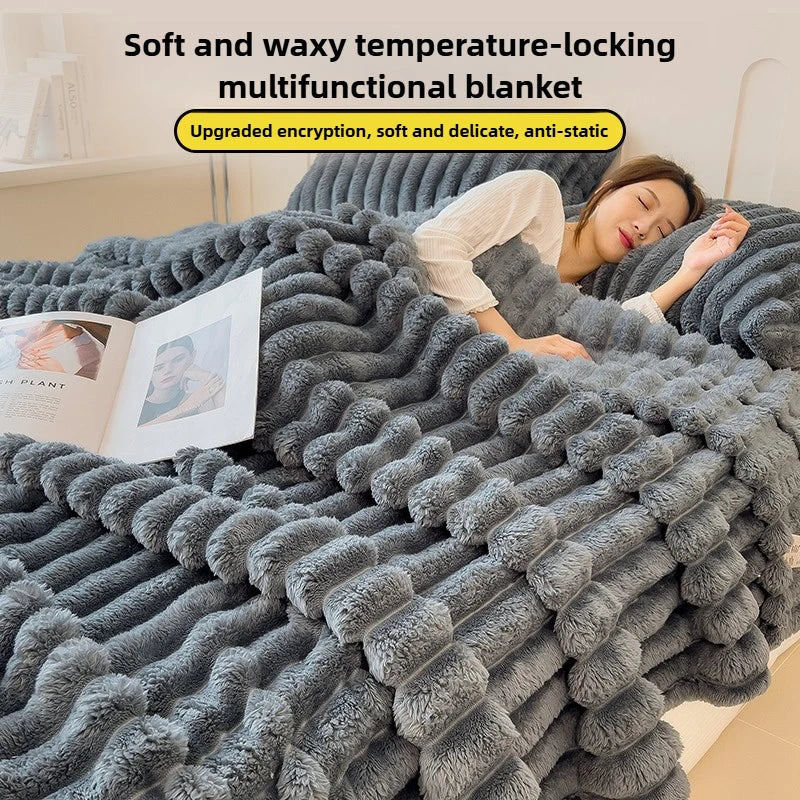 Soft Artificial Rabbit Plush Blanket