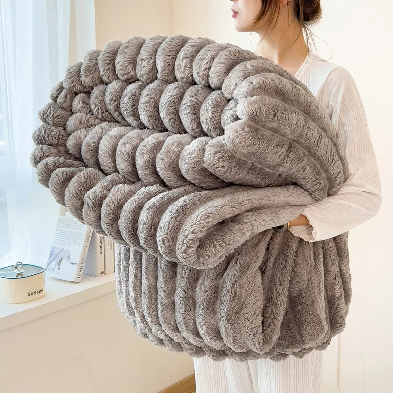 Soft Artificial Rabbit Plush Blanket