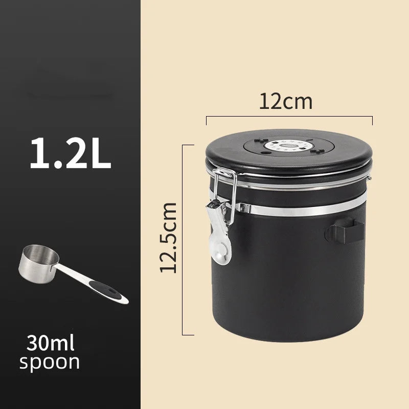 Stainless Steel Airtight Coffee Storage Canister with Measuring Spoon