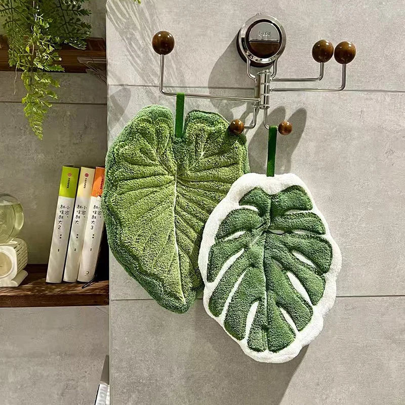 Embroidered Leaf Hand Towel