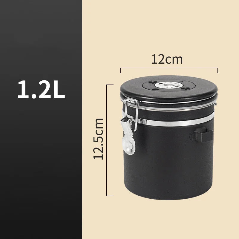 Stainless Steel Airtight Coffee Storage Canister with Measuring Spoon