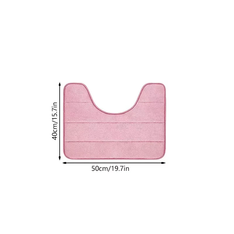 Soft Non-Slip U-Shaped Toilet Mat – Quick Dry Microfiber