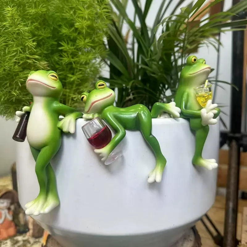 Hanging Frog Flower Pot Decor