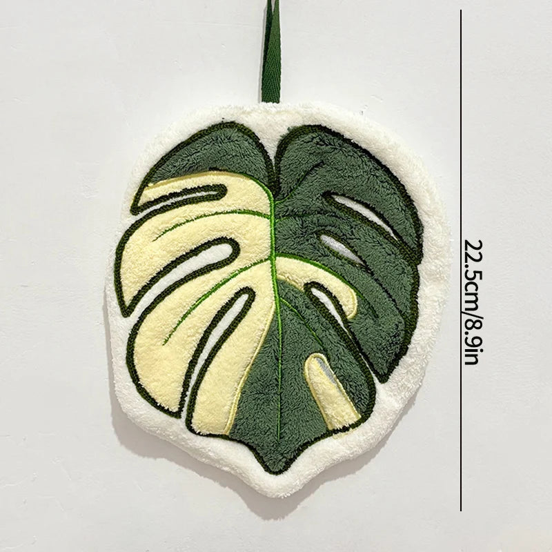 Embroidered Leaf Hand Towel