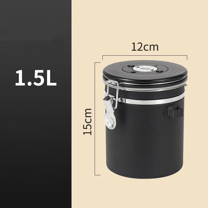 Stainless Steel Airtight Coffee Storage Canister with Measuring Spoon