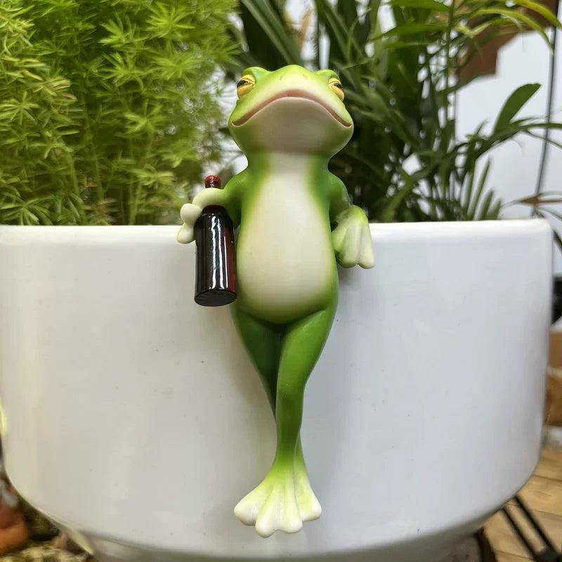 Hanging Frog Flower Pot Decor