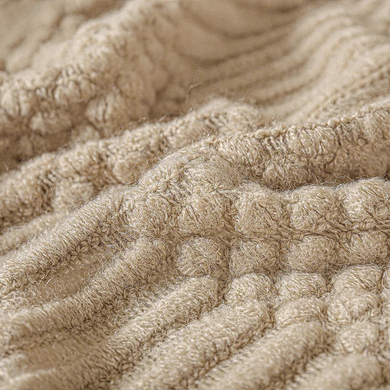 Luxury Knitted Throw Blanket with Tassels – Soft Acrylic Sofa & Bed Blanke